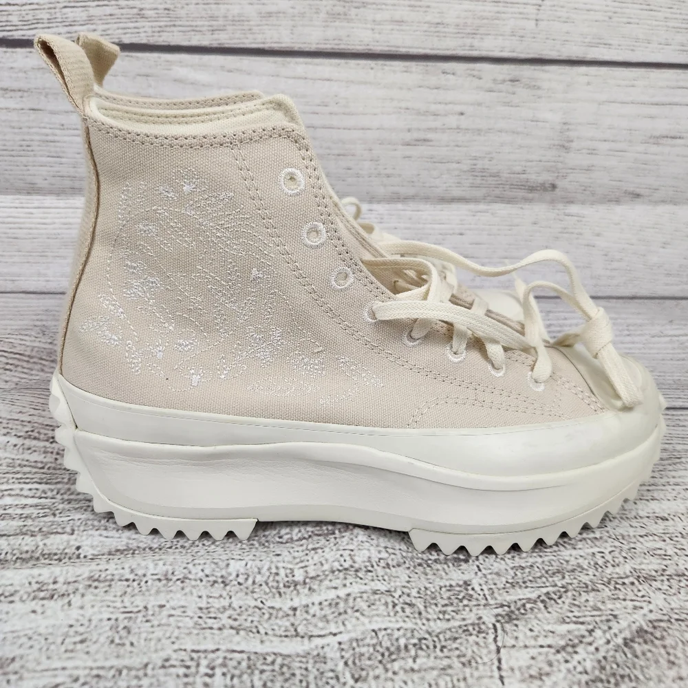 Converse Run Star Hike Platform Embroidered Floral - Natural Ivory/Egret/White